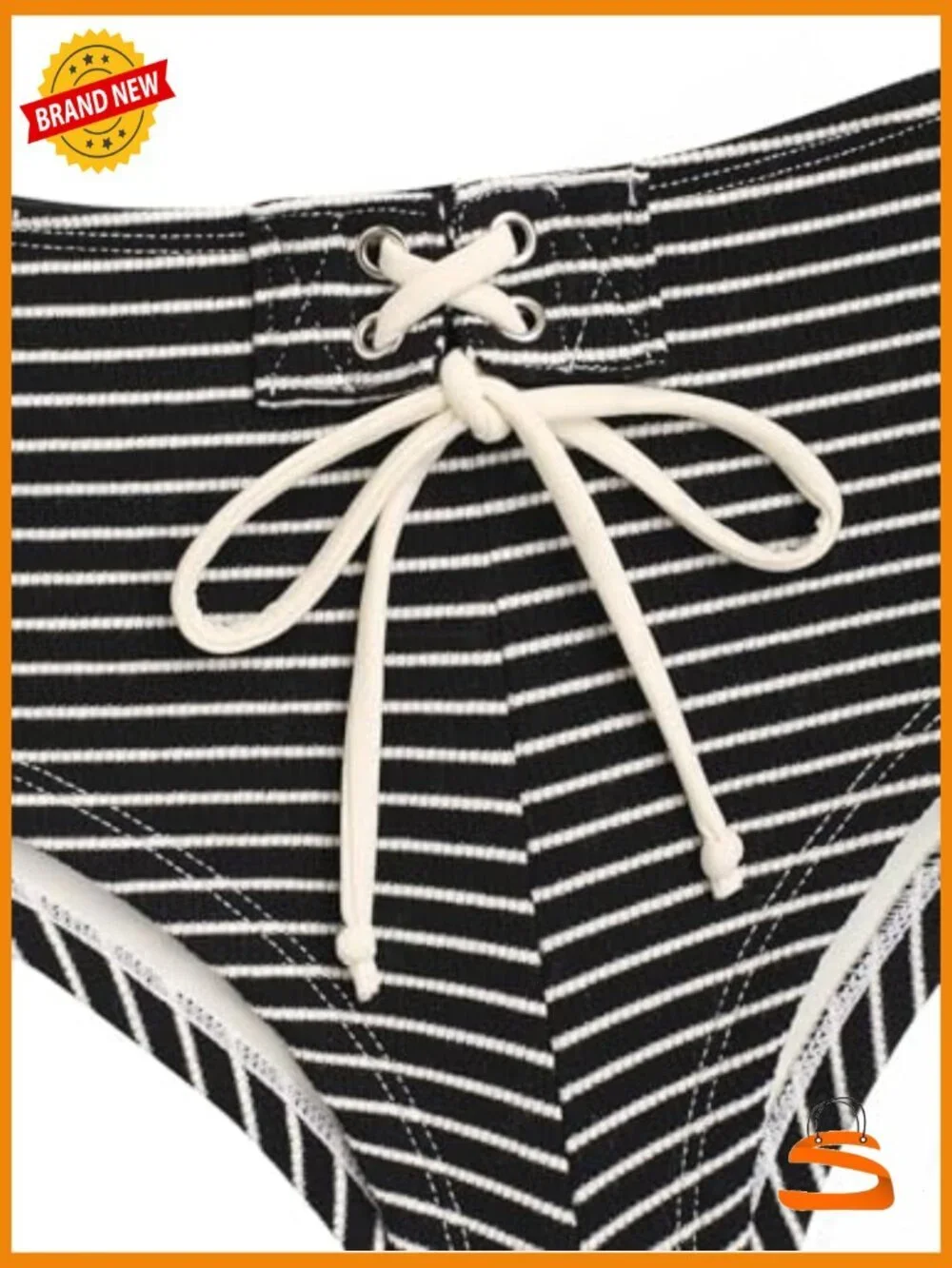 Vintage Polka Dot Grommet Lace Up Full Coverage Bikini Set X-Small